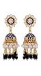 Gold-Plated Enamel Meenakari Floral Kundan Black  Pearl Jhumka Jhumki Earrings RAE1757