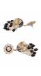 Gold-Plated Enamel Meenakari Floral Kundan Black  Pearl Jhumka Jhumki Earrings RAE1757