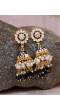 Gold-Plated Enamel Meenakari Floral Kundan Black  Pearl Jhumka Jhumki Earrings RAE1757