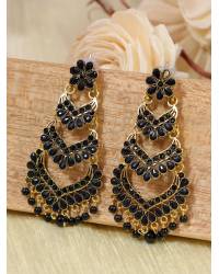Buy Online Royal Bling Earring Jewelry Gold-Plated Traditional Indian Meenakari Orange Hoops Erings with White Pearls RAE0689 Jewellery RAE0689