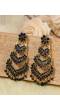 Ethnic  Gold-Plated Jadau Black Kundan Long Pearl Earrings Jhumka earrings RAE1759