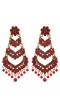 Ethnic Gold-Plated Jadau Red Kundan Long Pearl Earrings RAE1760