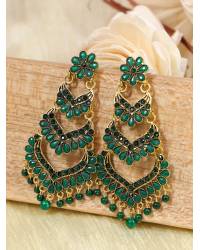 Buy Online Crunchy Fashion Earring Jewelry Indian Ethnic Hand Crafted Meenakari Lotus Chain Chandbali Earring Set RAE0897 Jewellery RAE0897
