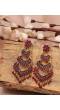 Ethnic Gold-Plated Jadau Maroon Kundan Long Pearl Earrings RAE1764