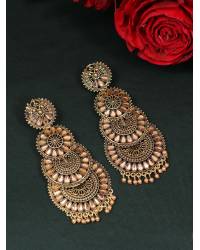 Buy Online Royal Bling Earring Jewelry Gold-Plated Kundan Dangler Grey Color ChandBali Jhumka Earrings RAE1466 Jewellery RAE1466