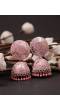 Oxidised Silver  Enamel  Pink Pearl Pearls Jhumka Earrings RAE1772