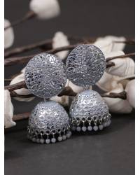 Buy Online Crunchy Fashion Earring Jewelry German Silver Oxidised Antique Boho Studded Pink Stone Designer Choker Necklace Set With Earrings CFS0350   CFS0350