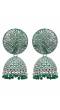 Oxidised Silver  Enamel  Green Pearl Pearls Jhumka Earrings RAE1774