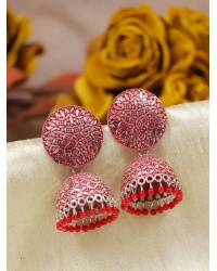 Buy Online Crunchy Fashion Earring Jewelry Beautiful Round Floral Design With Black Stone Work Jhumki Earrings RAE1595 Jewellery RAE1595