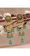 Retro Gold Jhumka Sky Blue Beads Long Chain Tassel Hangers Earrings RAE1780