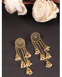 Buy Online Crunchy Fashion Earring Jewelry Traditional Oxidised Gold Black Hoop Jhumka Earring RAE1458 Jewellery RAE1458