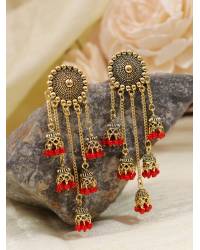 Buy Online Royal Bling Earring Jewelry Gold-plated Pink Kundan Pearl Ethnic Jhumka Earings RAE1791 Jewellery RAE1791