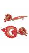 Gold-plated Red  Kundan Pearl Ethnic Jhumka Earings RAE1790