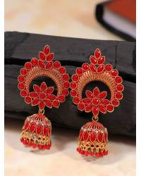 Buy Online  Earring Jewelry Red-Pink Double Heart Handmade Beaded Earrings Drops & Danglers CFE2040