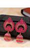 Gold-plated Pink Kundan Pearl Ethnic Jhumka Earings RAE1791