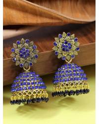 Buy Online Crunchy Fashion Earring Jewelry Gold-Plated Green Meenakari Jhumka Earrings with Crystal Work Jhumki RAE2347