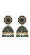 Gold-Plated Green Stone Floral Jhumka Earrings RAE1803