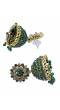 Gold-Plated Green Stone Floral Jhumka Earrings RAE1803