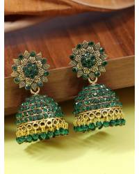 Buy Online Royal Bling Earring Jewelry Crunchy Fashion Gold-plated Grey Kundan Stone Flower Stud Dangler Earrings RAE1973 Jewellery RAE1973