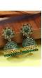 Gold-Plated Green Stone Floral Jhumka Earrings RAE1803