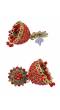 Gold-Plated Red Stone Floral Jhumka Earrings RAE1804