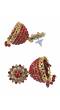 Gold-Plated Maroon Stone Floral Jhumka Earrings RAE1805