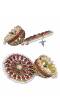 Gold-Plated Embelished Maroon Kundan and  Faux Pearl Jhumka Earrings RAE1810
