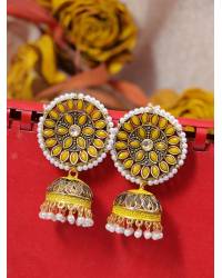 Buy Online Royal Bling Earring Jewelry Crunchy Fashion Red Kundan Gold- Tone Polki Ethnic Stud Earrings For Womens & Girls RAE2326 Earrings RAE2326