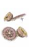 Gold-Plated Embelished Pink Kundan and  Faux Pearl Jhumka Earrings RAE1813
