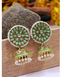 Buy Online Royal Bling Earring Jewelry Kundan Floral Gold-Plated Long Earrings With Pink Pearls RAE0847 Jewellery RAE0847