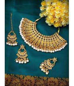 Tradition Gold Plated White Pearl Necklace Set RAS0180
