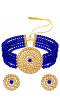Blue-Gold Pearl Choker Necklace With Earrings Set RAS0188