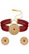 Red-Gold Pearl Choker Necklace With Earrings Set RAS0189