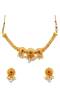 Traditional Gold Plated White Pearl Floral Choker Necklace  With Earring Set RAS0192