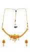 Traditional Gold Plated White Pearl Choker Necklace With Earring Set RAS0193