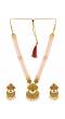 Long  Multilayer Light Pink & Gold  Pearls Necklace Set RAS0204