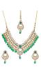 Kundan Faux  Aqua Pearl Necklace Set With Earring & Tika RAS0211
