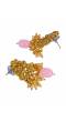 Traditional Pink Pearl  Floral Gold Plated Necklace Set With Earring & Mang Tikka RAS0215