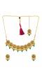 Traditional Round Floral Green Pearl Choker Necklace Set With Earring & Maang Tika RAS0221