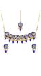 Indian Royal Traditional Gold plated Round Blue Kundan Necklace Set with Earring & Maang Tika RAS0227