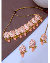 Buy Online Royal Bling Earring Jewelry Classy Gold-Plated  Black Pearl Kundan Choker Necklace & Earrings Set RAS0412 Jewellery RAS0412