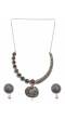 Oxidised Silver-Plated Antique Look Floral Red & Green Stone Necklace Set With Earrings RAS0261