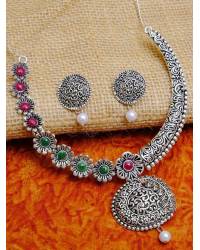Buy Online Crunchy Fashion Earring Jewelry Crunchy Fashion Rose-Gold Leaf Design Choker Jewellery Set SDJS0020 Jewellery Sets SDJS0020