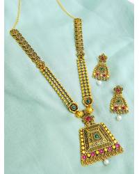 Buy Online Royal Bling Earring Jewelry Ethnic Gold-Plated Kundan and Pink Pearl Jewelry Set For Women/Girls Jewellery Sets RAS0569