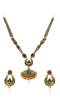 Traditional Oval Shape Pendant Floral Design Necklace Set With Earrings RAS0268