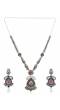 Traditional Oxidised Silver-Plated Multi Layer Jali Style Multicolor Pearl  Necklace Set With Earrings RAS0277