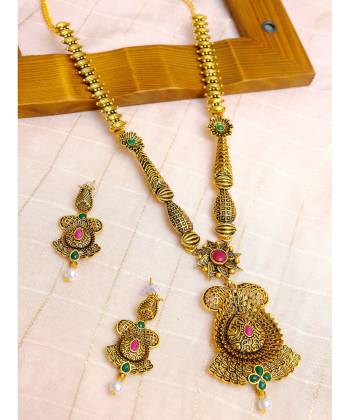 Traditional Gold-Plated Jali Style Multicolor Pearls Necklace Set With Earrings RAS0278