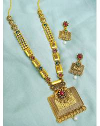 Buy Online Crunchy Fashion Earring Jewelry Crunchy Fashion Traditional Gold-Plated Grey Beaded Kundan Choker Jewellery Set RAS0179 Jewellery Sets RAS0179