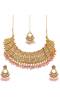 Traditional Bridal Necklace and a pair of earrings & Maang Tika Set Gold-plated necklaces with kundan studded RAS0285