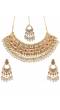 Traditional Gold-Plated Kundan Studded & Beaded Jewellery Set With Earrings & Maang Tika  RAS0286